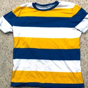 Blue, white, and yellow polyester short sleeve tee
